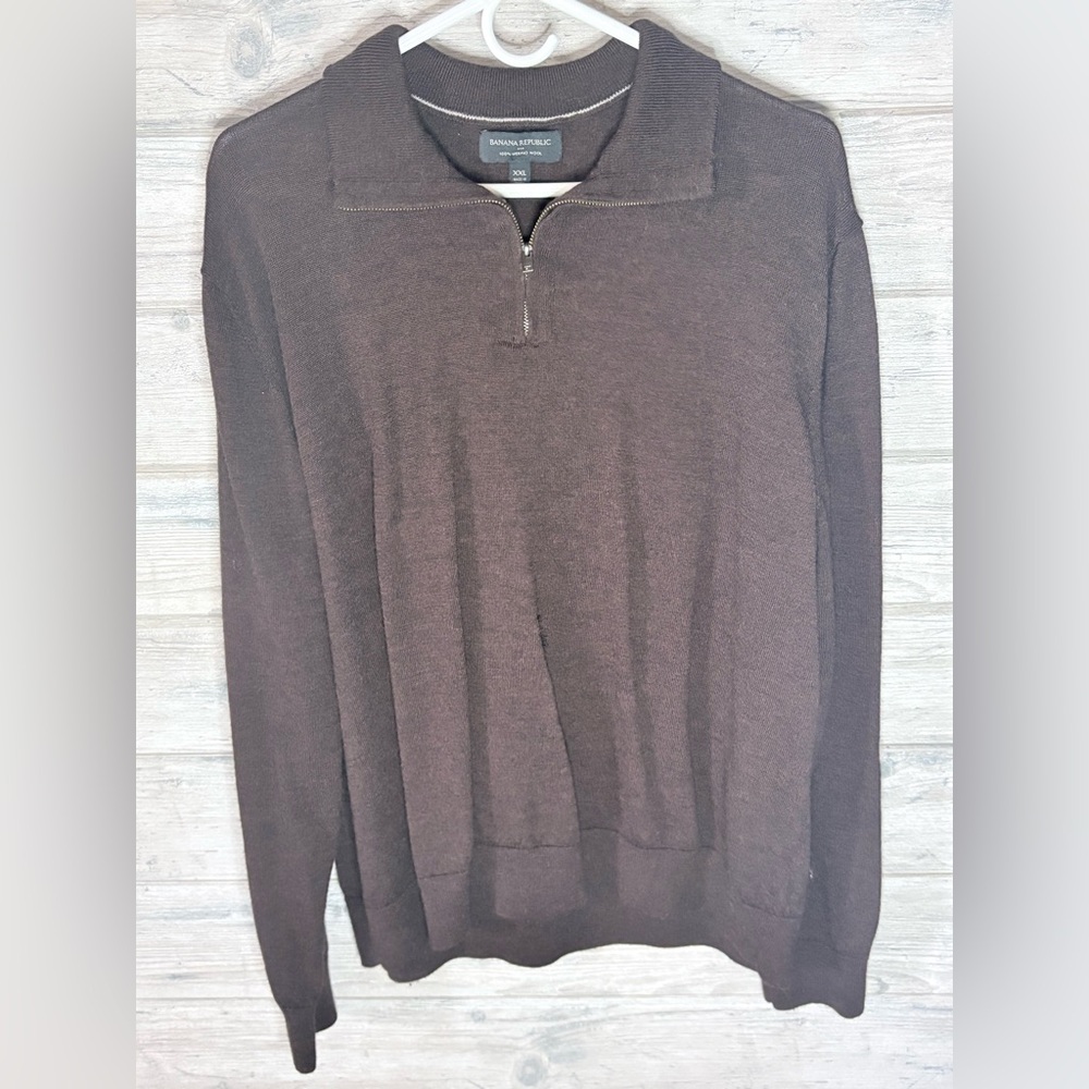 Banana Republic Men's Dark Brown Half-Zip Sweater Size XXL